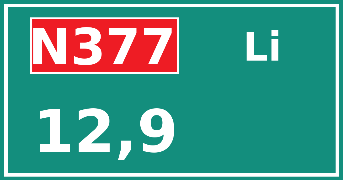 Hectometerbord N377 12,9 zijde Li