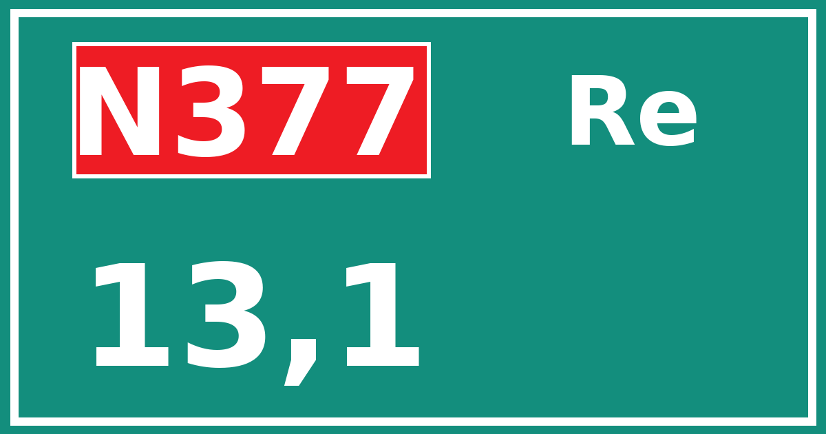 Hectometerbord N377 13,1 zijde Re