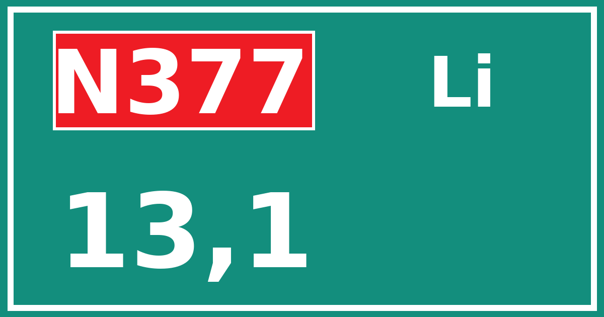 Hectometerbord N377 13,1 zijde Li