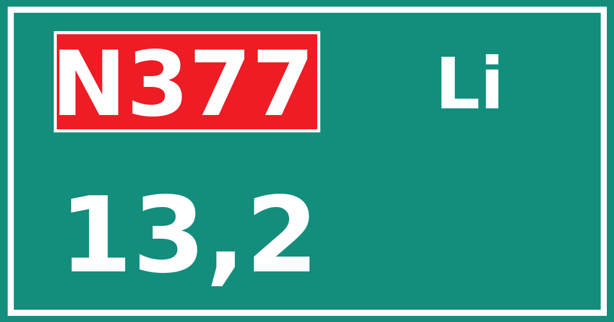 Hectometerbord N377 13,2 zijde Li