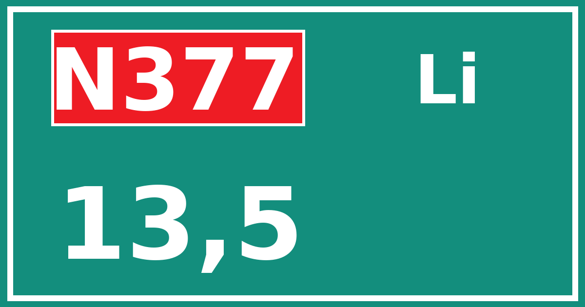 Hectometerbord N377 13,5 zijde Li