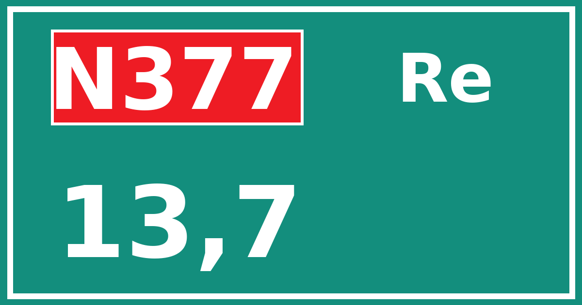 Hectometerbord N377 13,7 zijde Re