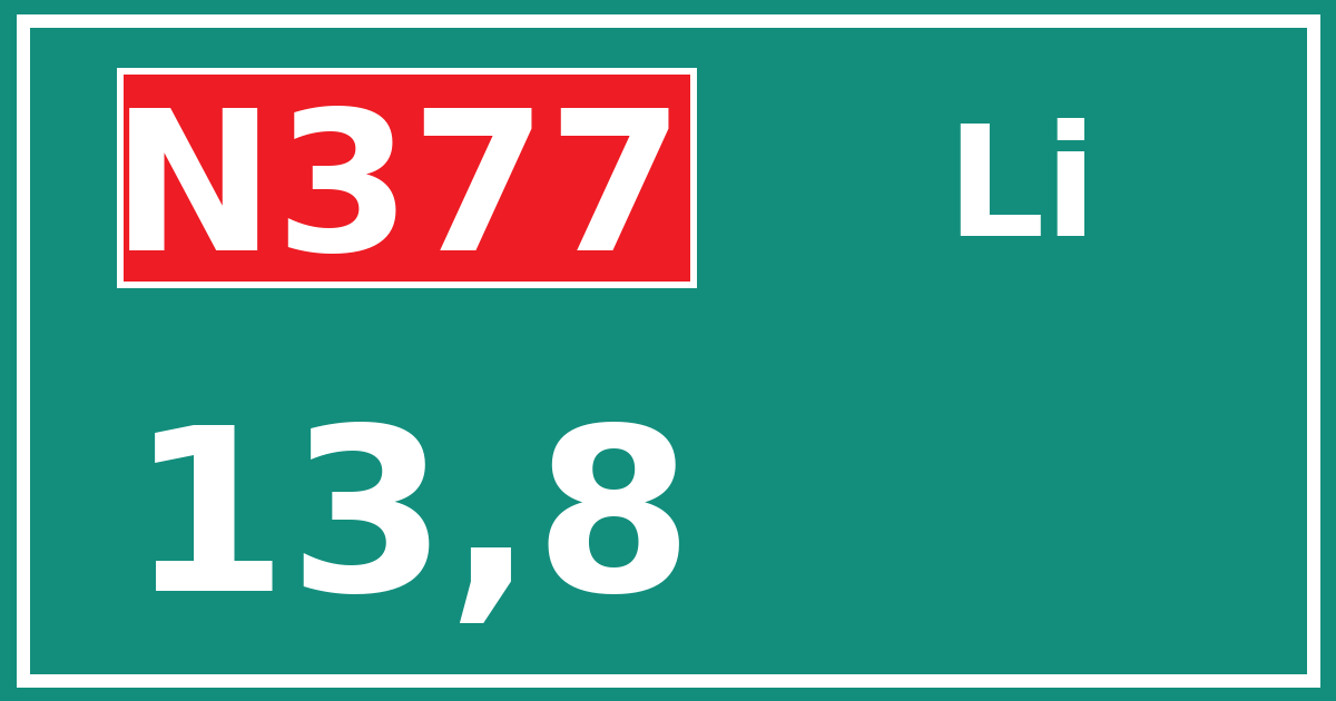 Hectometerbord N377 13,8 zijde Li