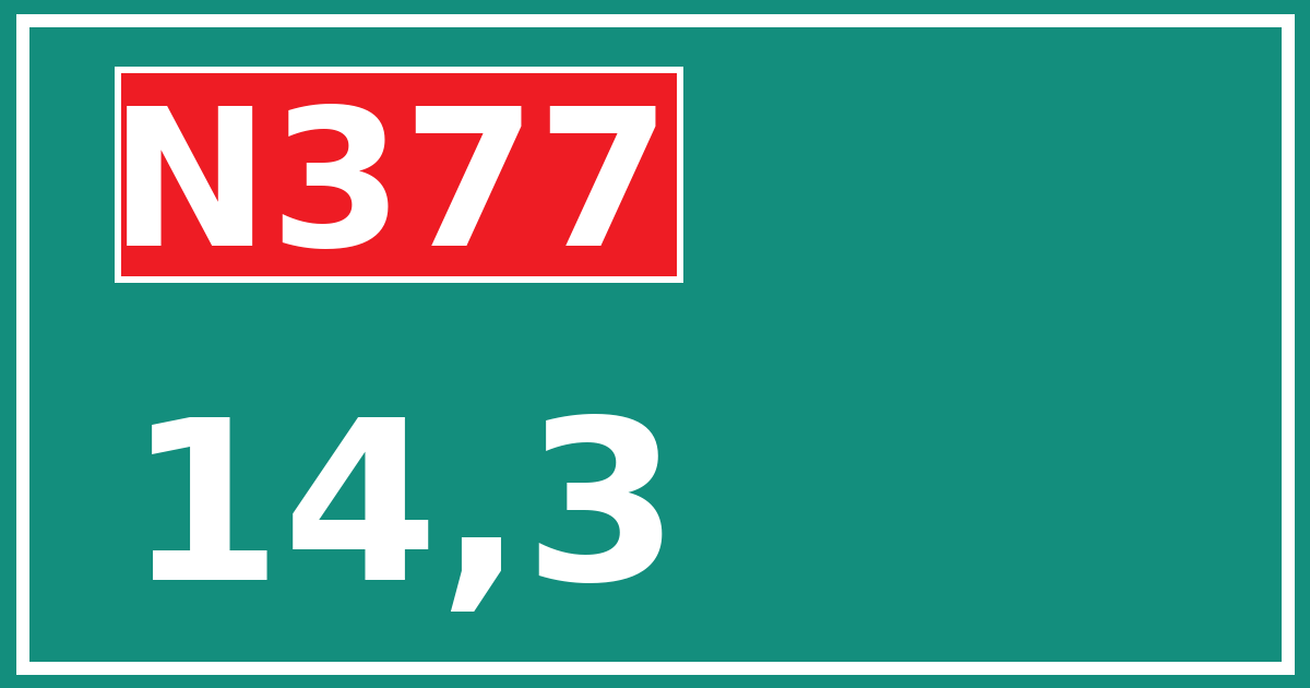 Hectometerbord N377 14,3