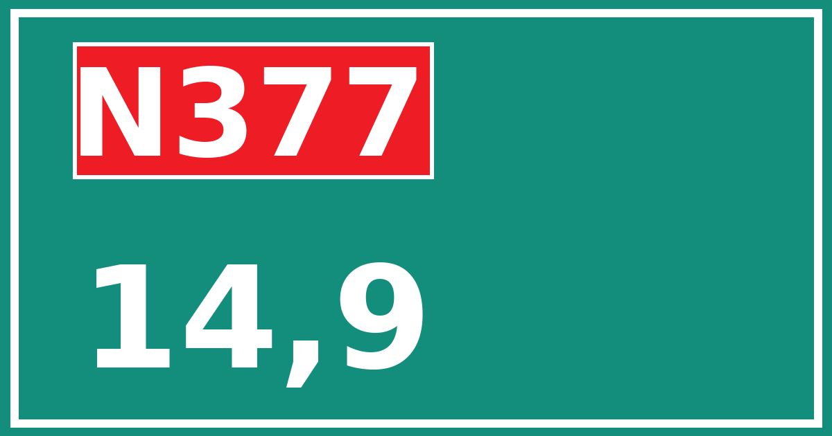 Hectometerbord N377 14,9