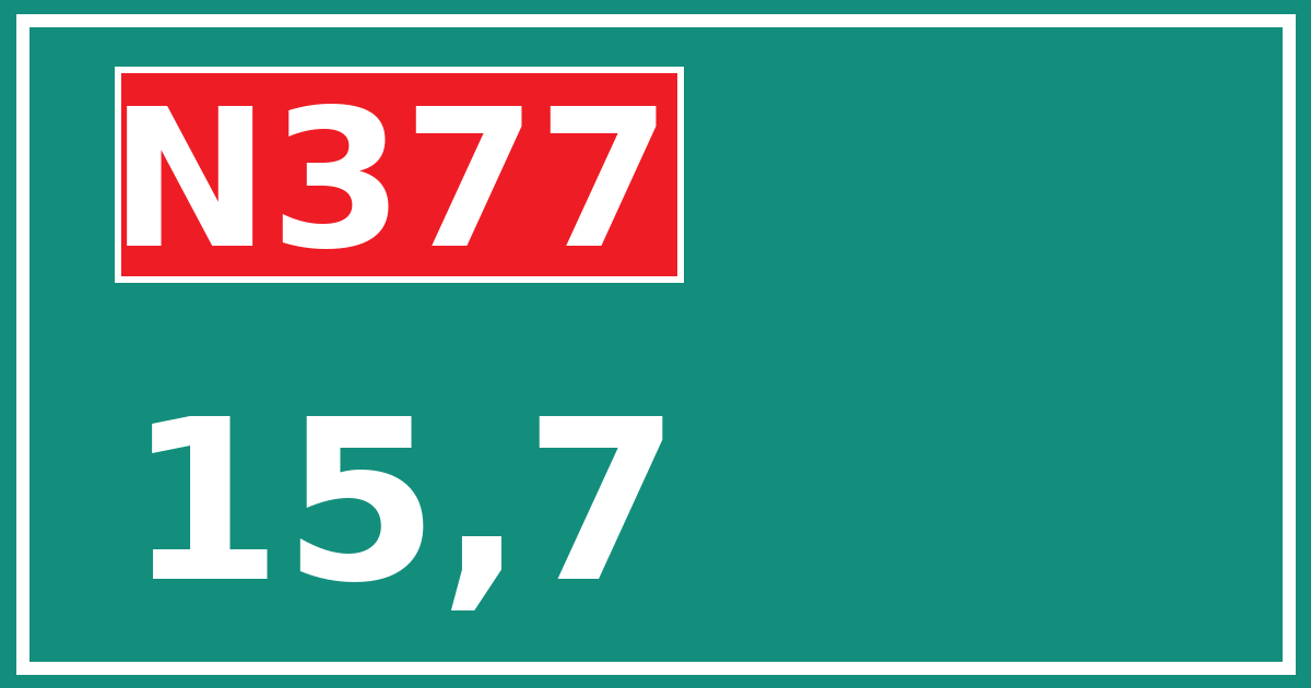 Hectometerbord N377 15,7