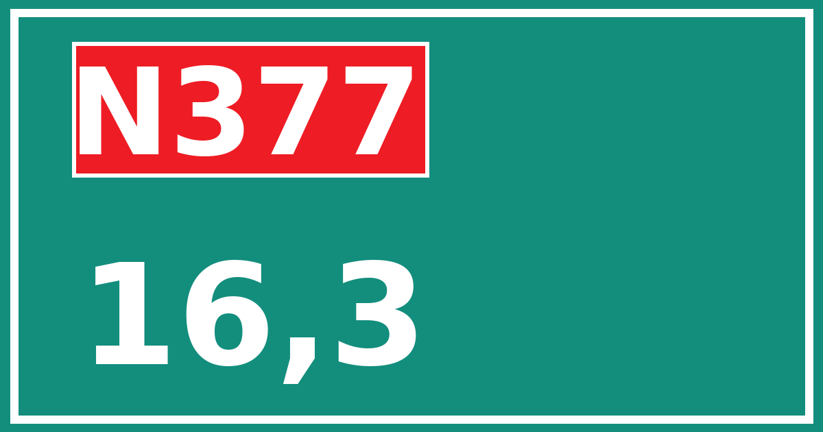 Hectometerbord N377 16,3