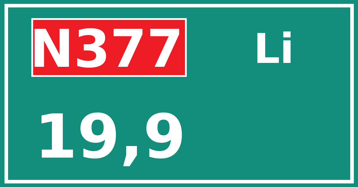 Hectometerbord N377 19,9 zijde Li