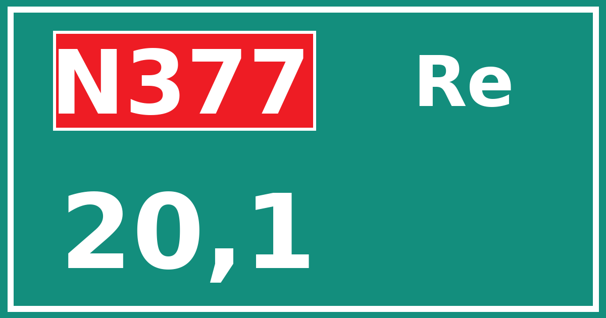 Hectometerbord N377 20,1 zijde Re