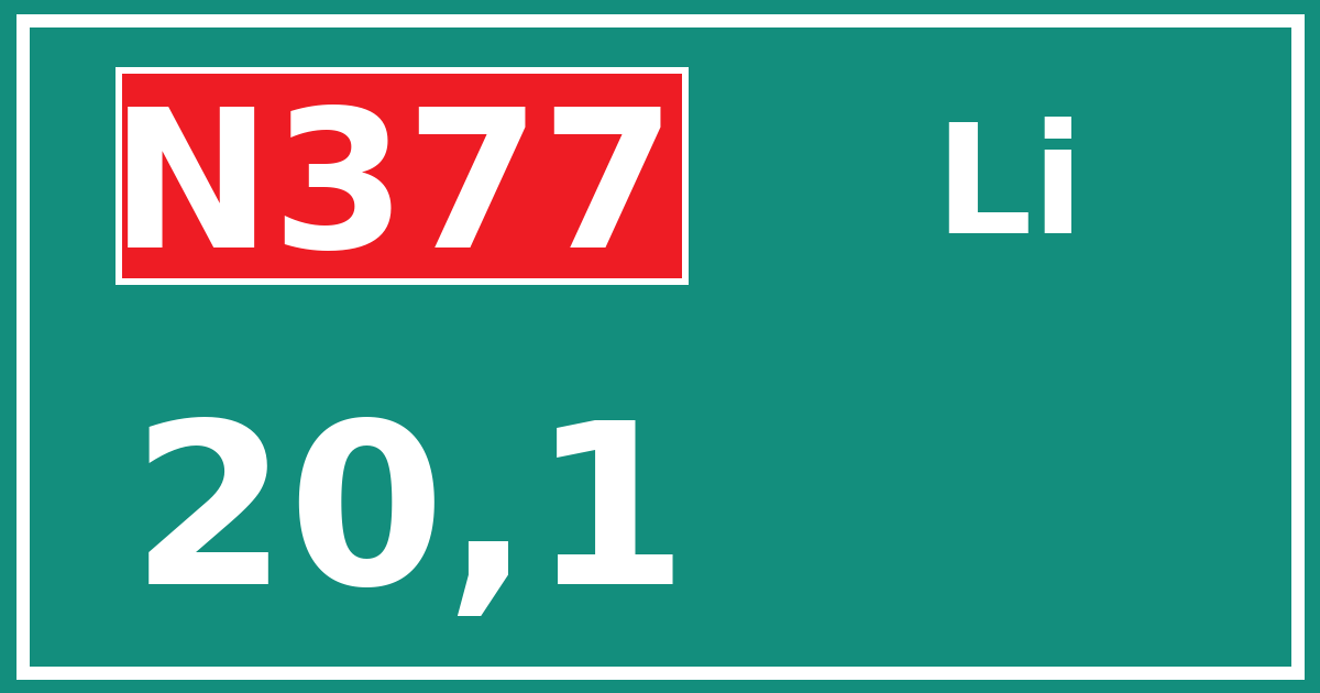 Hectometerbord N377 20,1 zijde Li