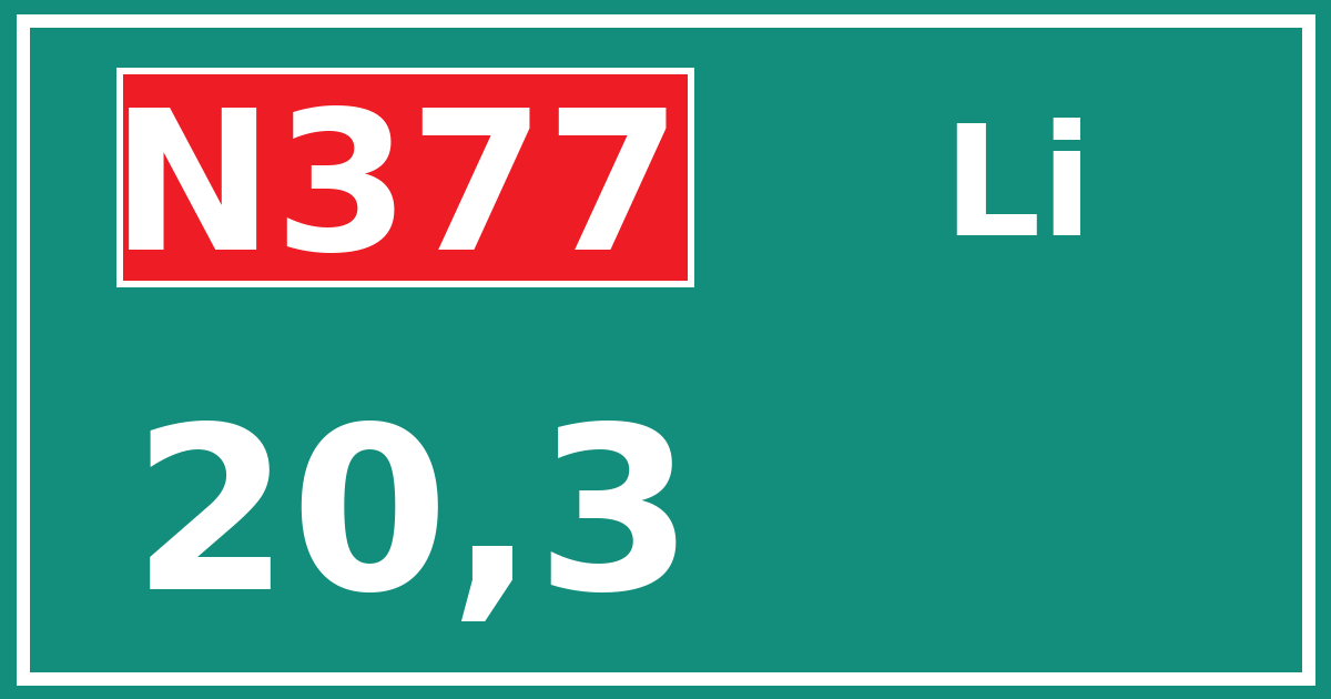 Hectometerbord N377 20,3 zijde Li