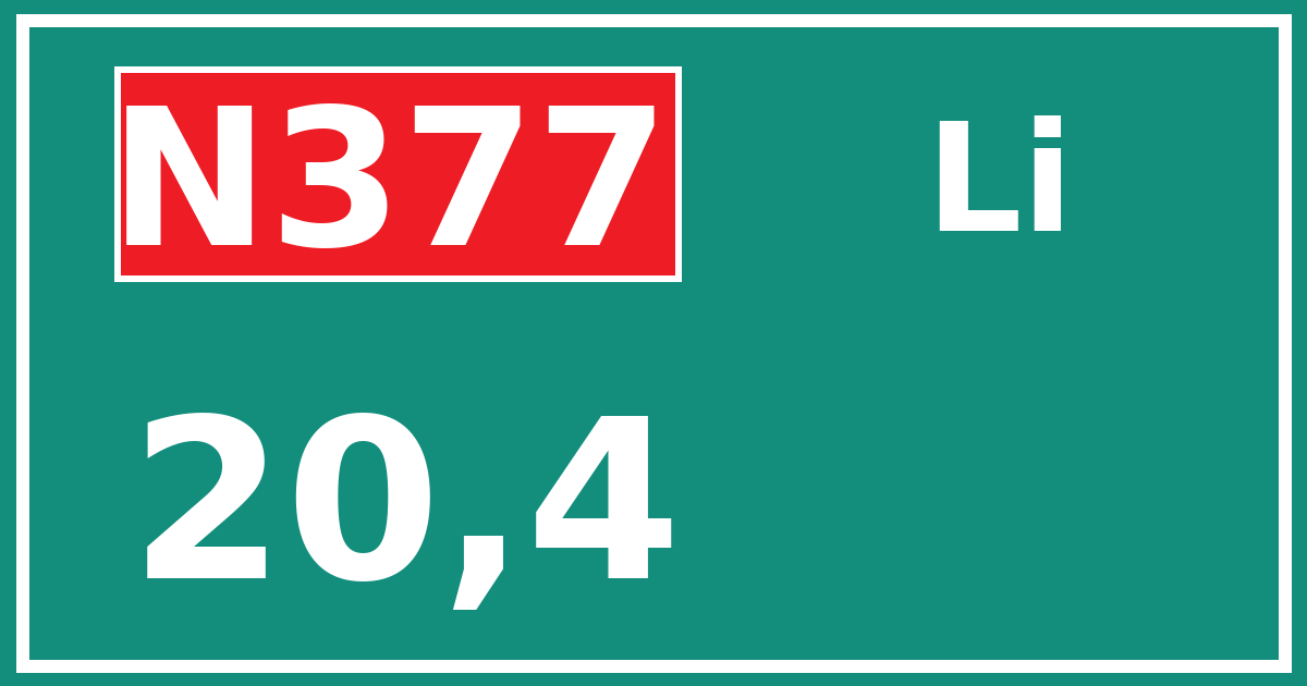 Hectometerbord N377 20,4 zijde Li