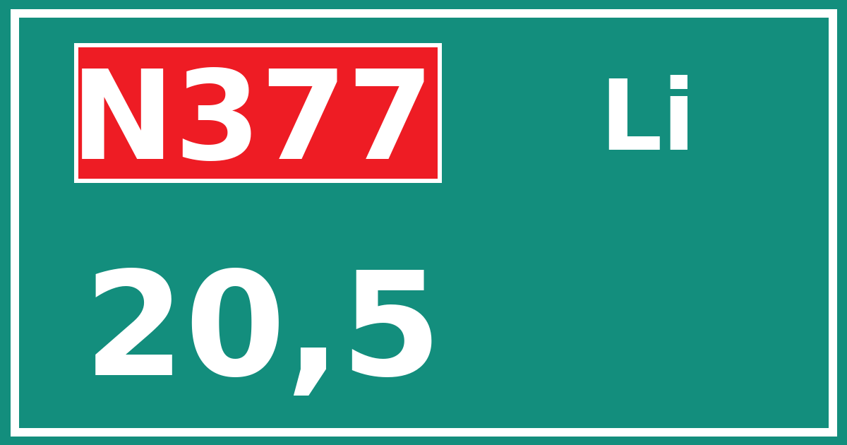 Hectometerbord N377 20,5 zijde Li