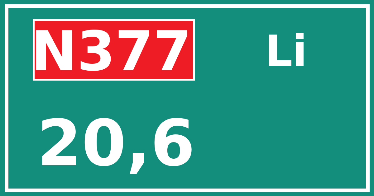 Hectometerbord N377 20,6 zijde Li