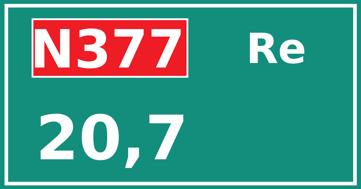 Hectometerbord N377 20,7 zijde Re