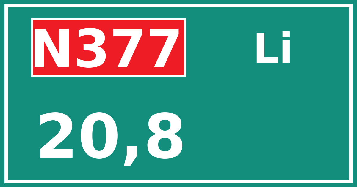 Hectometerbord N377 20,8 zijde Li