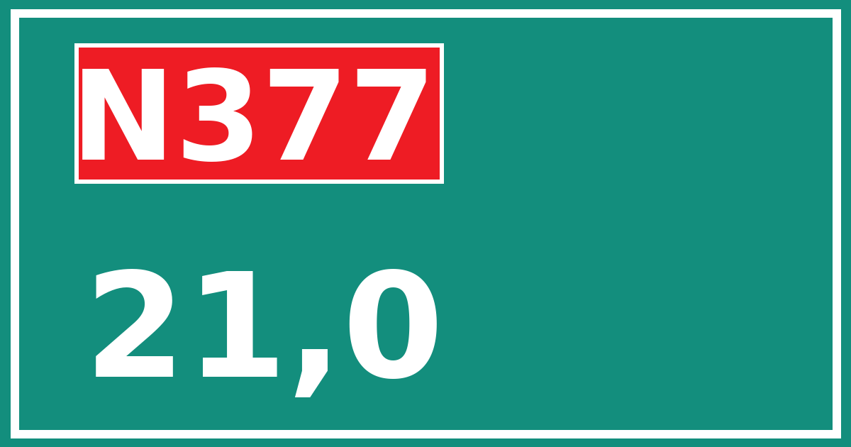 Hectometerbord N377 21,0