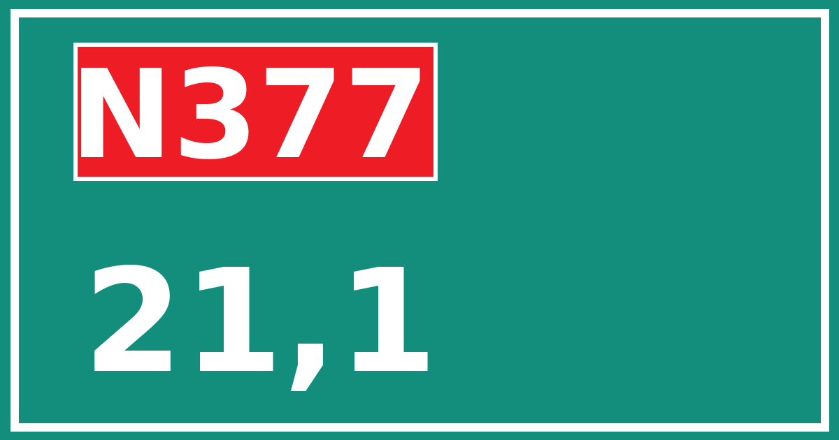 Hectometerbord N377 21,1