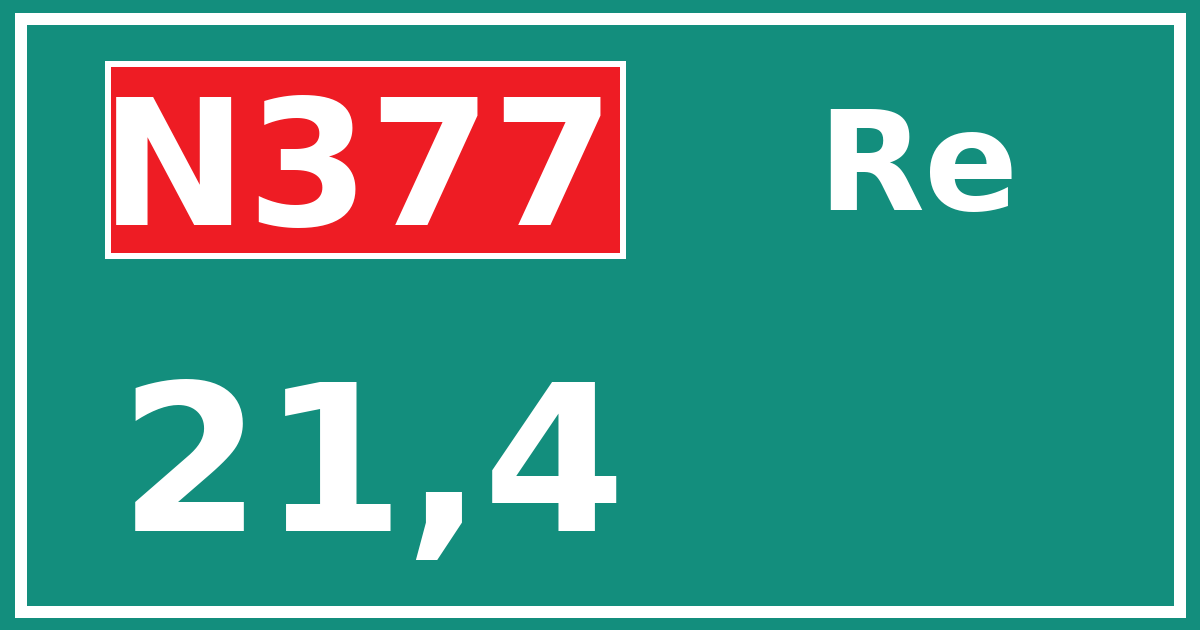 Hectometerbord N377 21,4 zijde Re