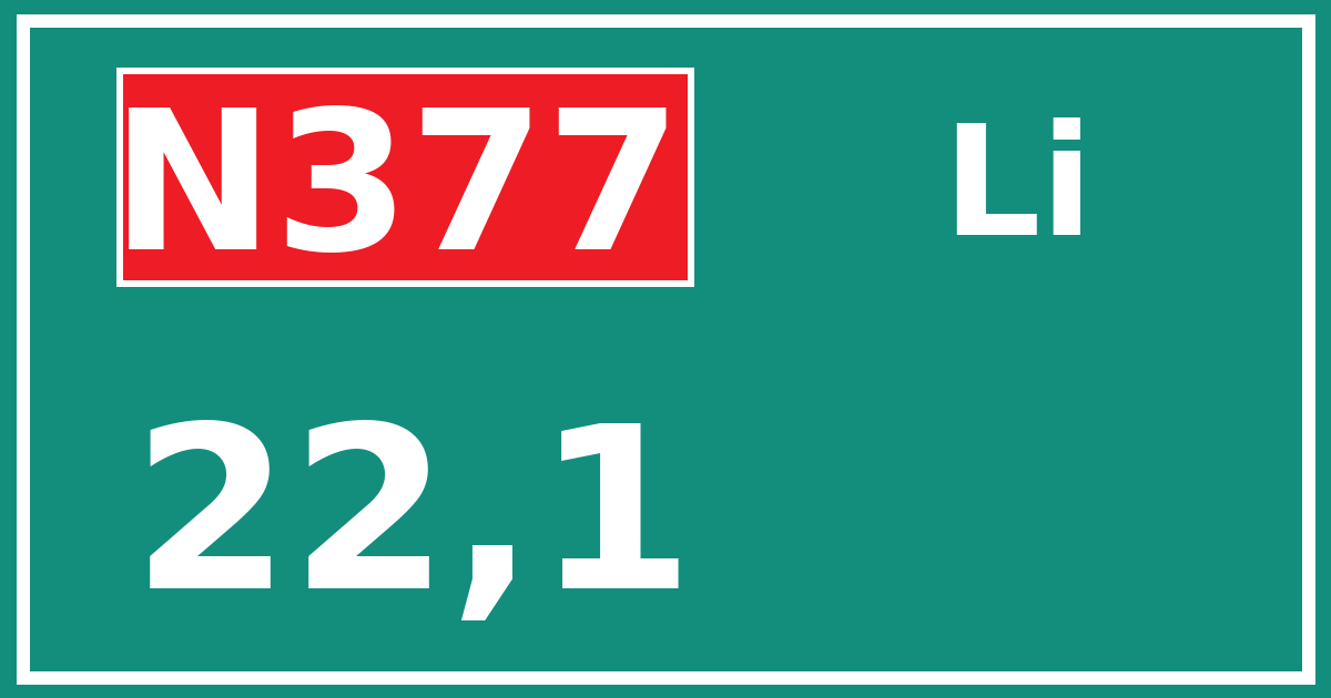 Hectometerbord N377 22,1 zijde Li