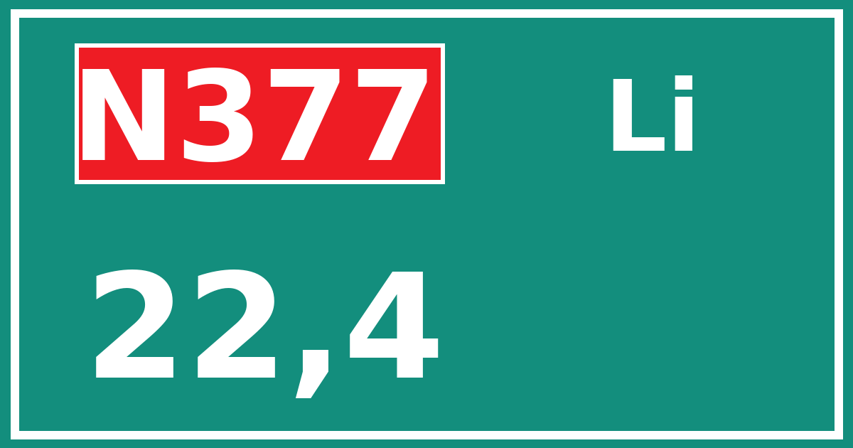 Hectometerbord N377 22,4 zijde Li