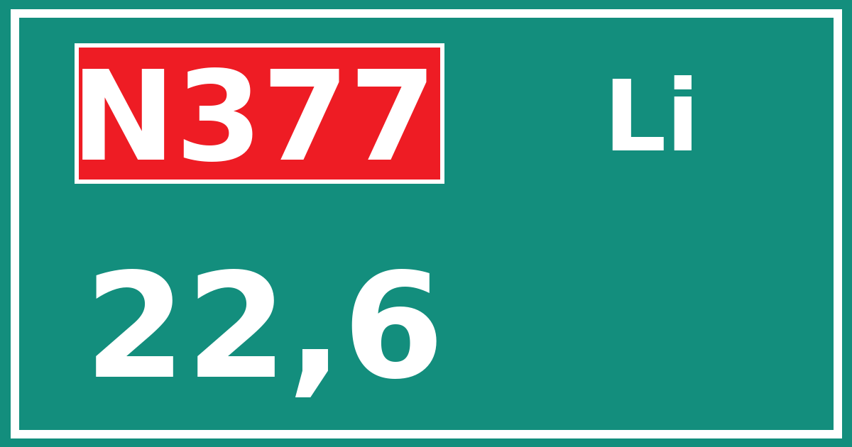 Hectometerbord N377 22,6 zijde Li
