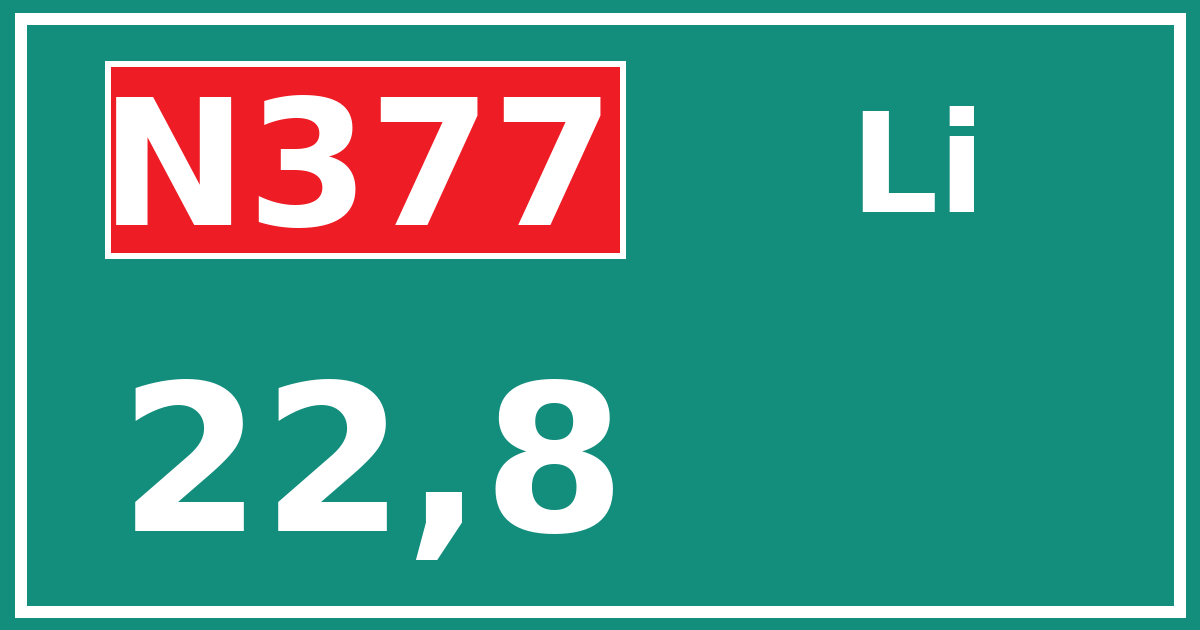 Hectometerbord N377 22,8 zijde Li