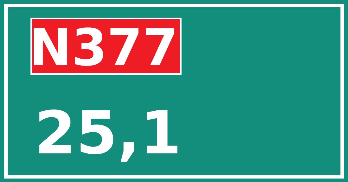 Hectometerbord N377 25,1