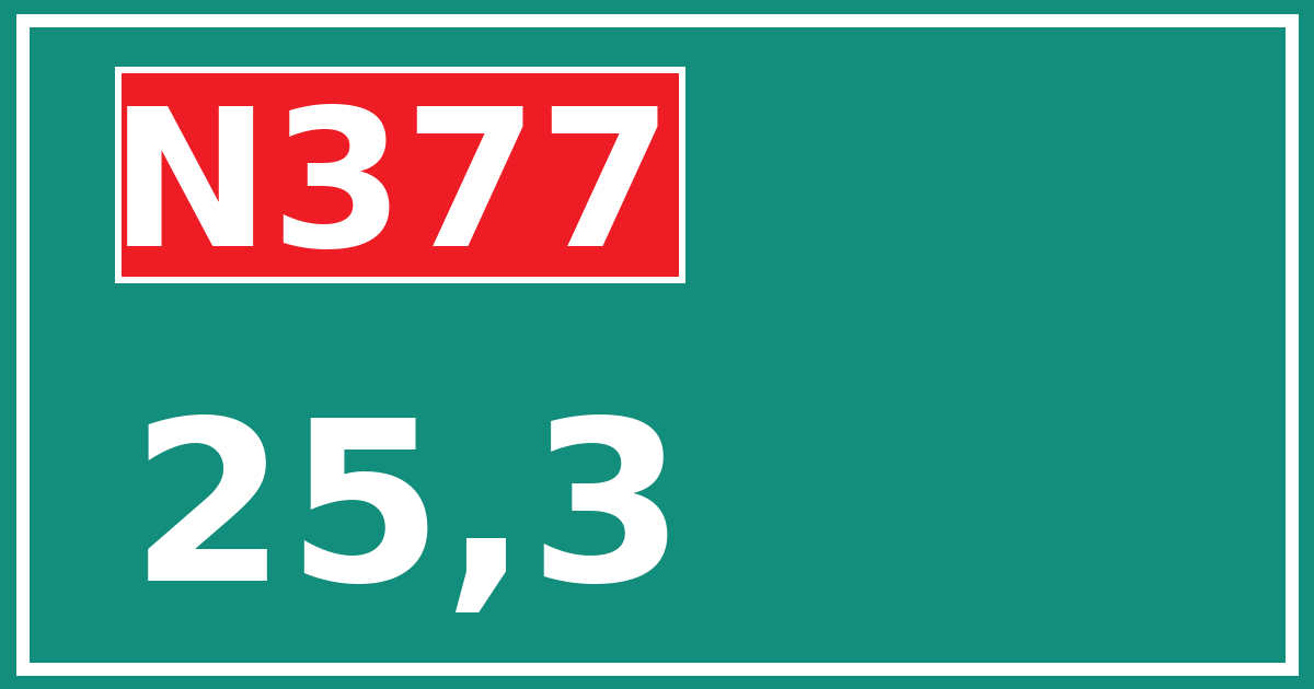 Hectometerbord N377 25,3