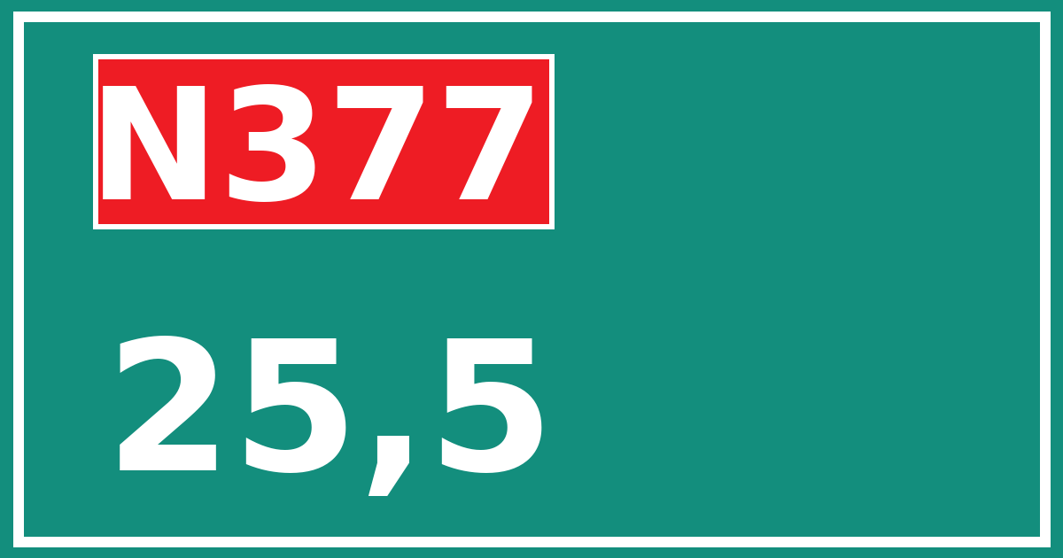 Hectometerbord N377 25,5