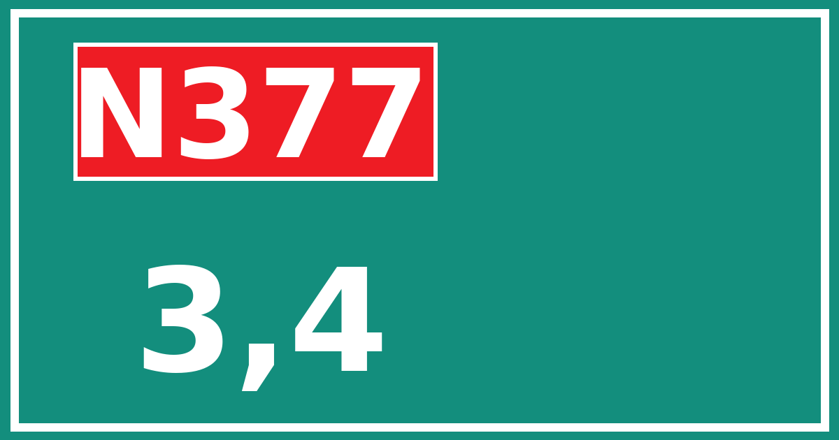 Hectometerbord N377 3,4