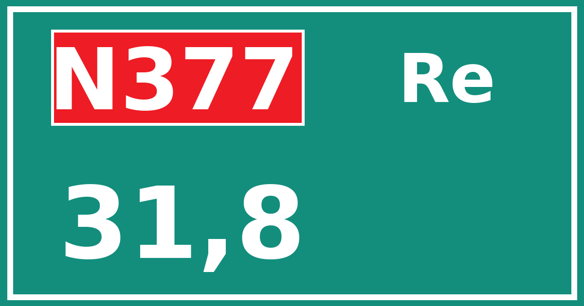 Hectometerbord N377 31,8 zijde Re