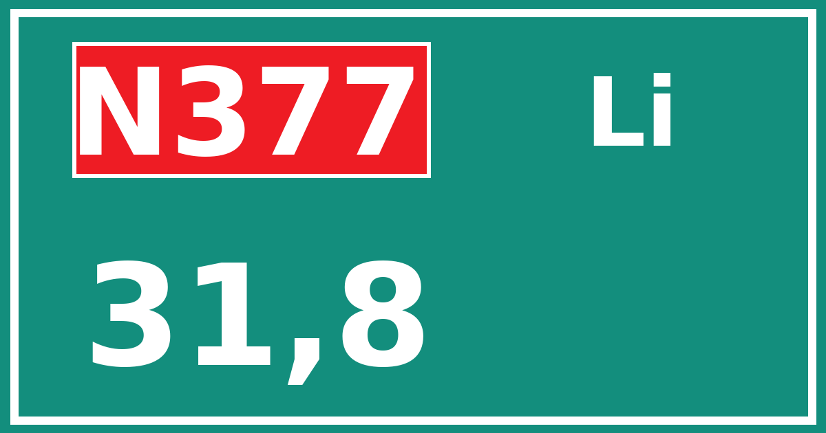 Hectometerbord N377 31,8 zijde Li