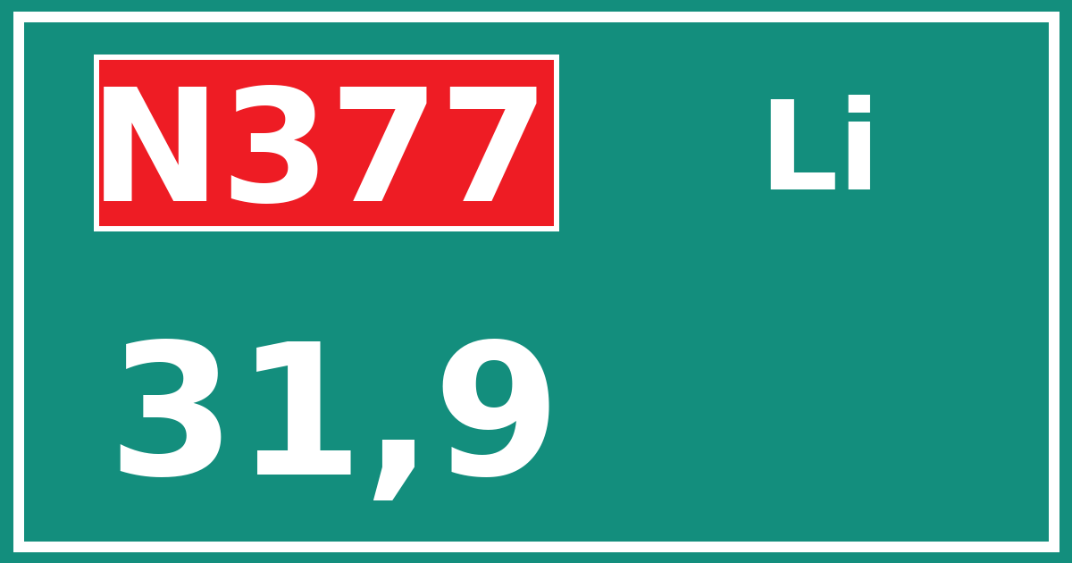 Hectometerbord N377 31,9 zijde Li