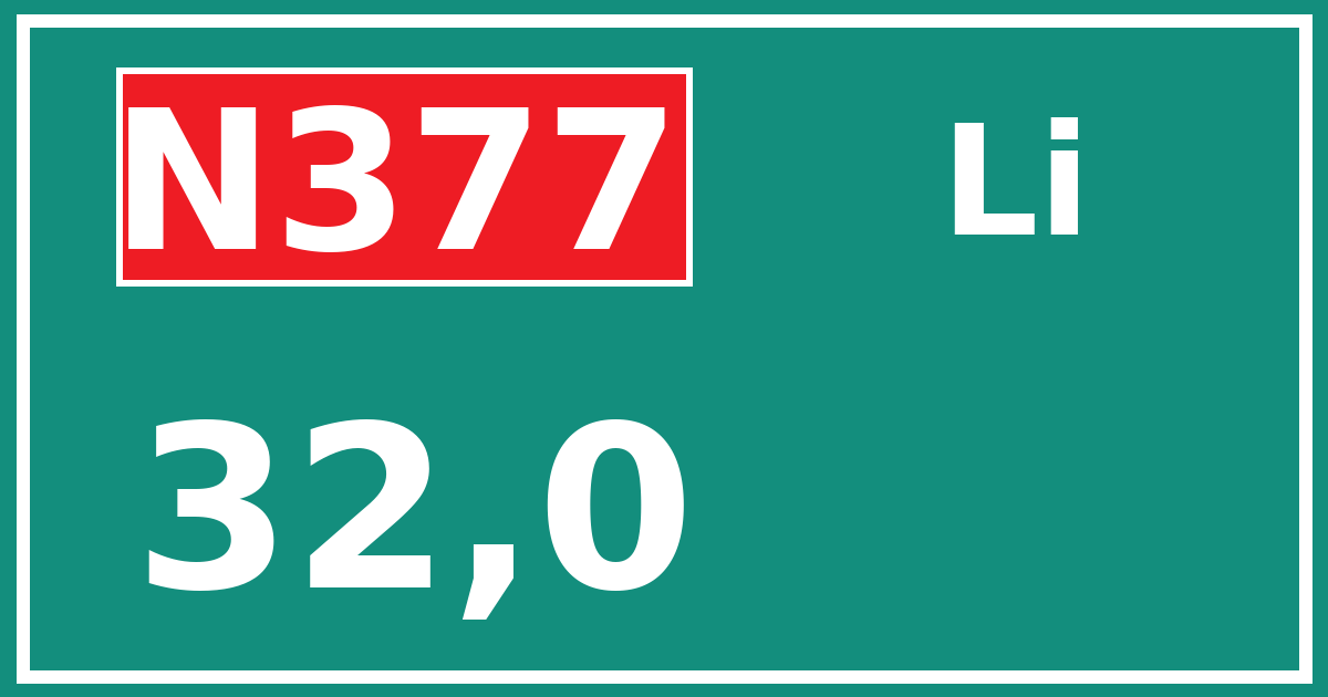 Hectometerbord N377 32,0 zijde Li