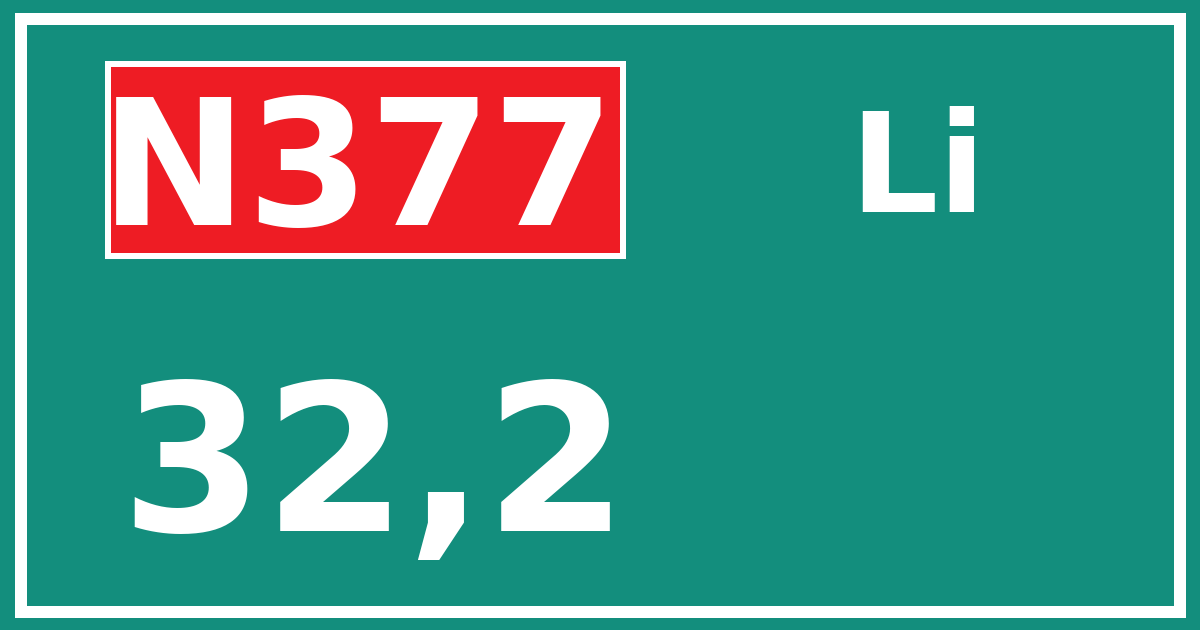 Hectometerbord N377 32,2 zijde Li