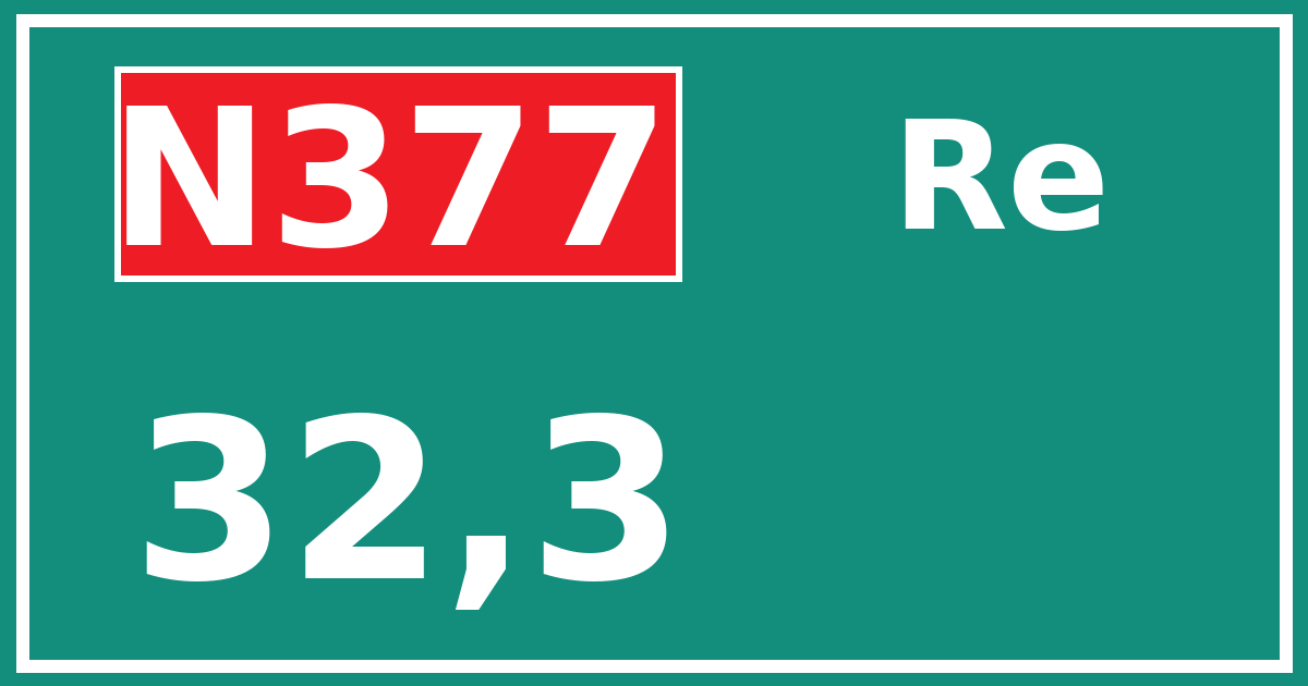 Hectometerbord N377 32,3 zijde Re