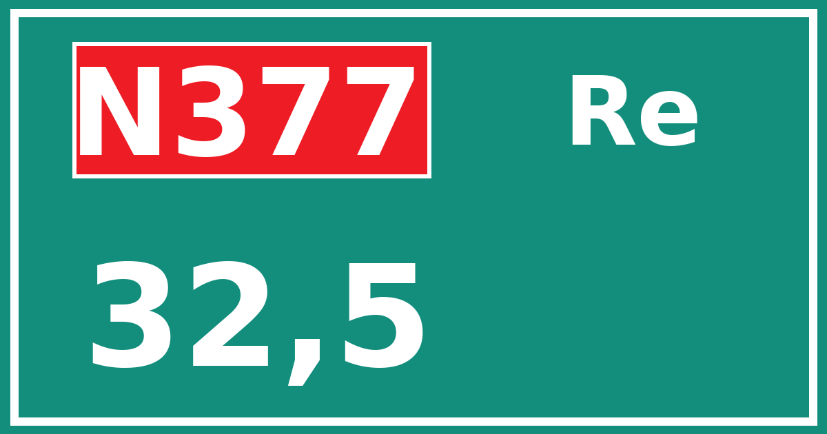 Hectometerbord N377 32,5 zijde Re
