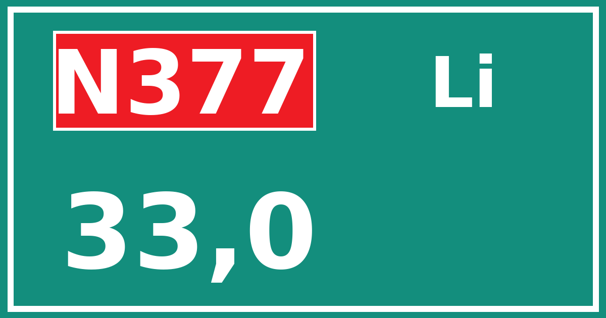 Hectometerbord N377 33,0 zijde Li