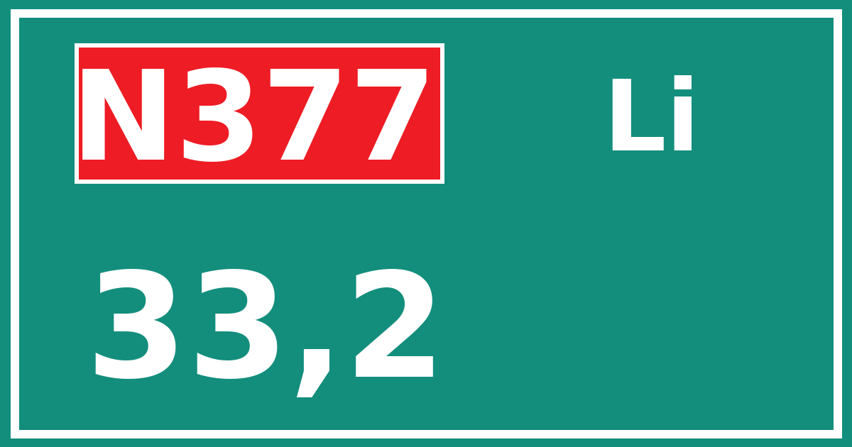Hectometerbord N377 33,2 zijde Li