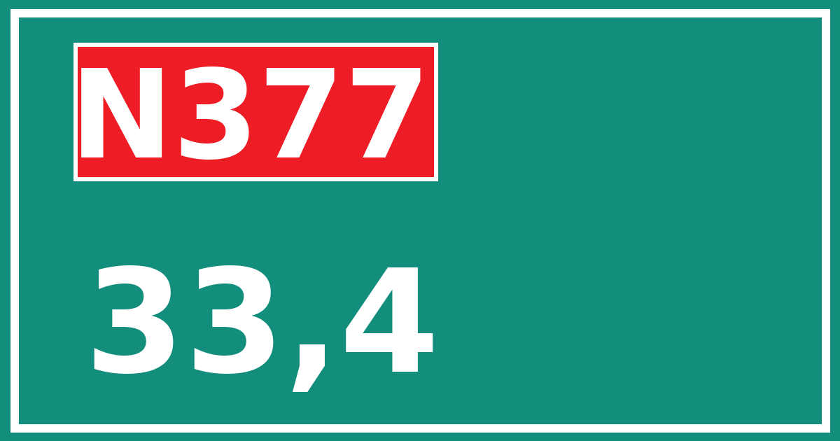 Hectometerbord N377 33,4