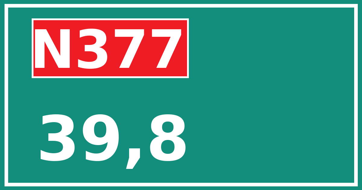 Hectometerbord N377 39,8