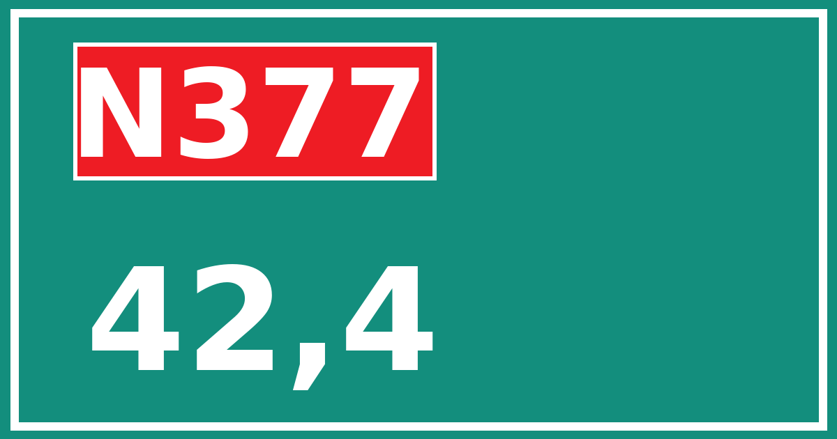 Hectometerbord N377 42,4