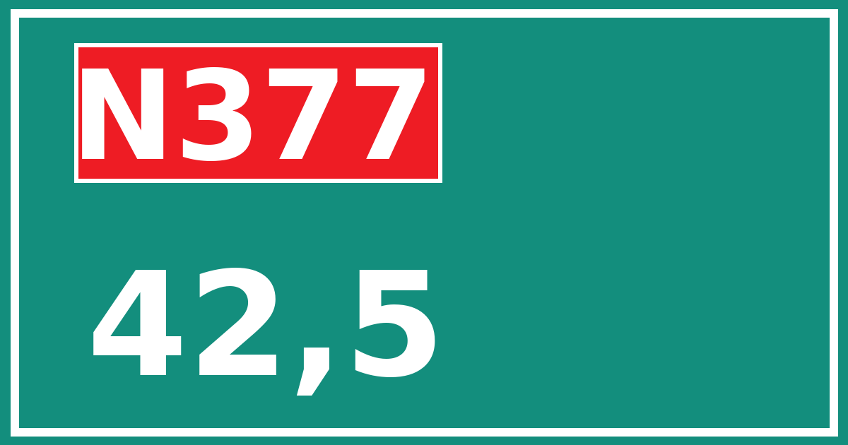 Hectometerbord N377 42,5