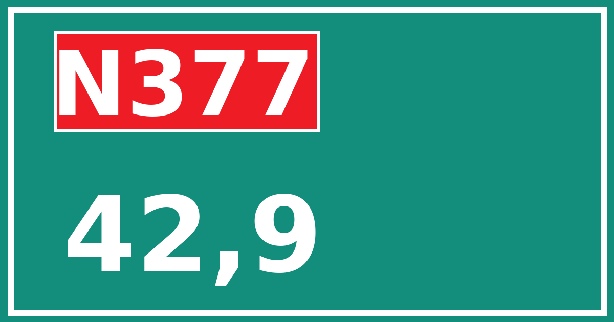 Hectometerbord N377 42,9