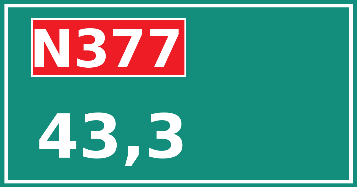 Hectometerbord N377 43,3
