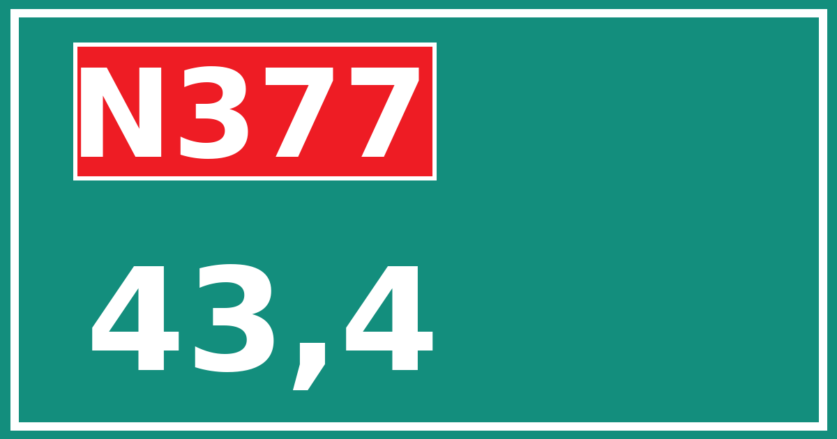 Hectometerbord N377 43,4