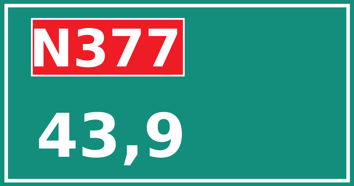 Hectometerbord N377 43,9