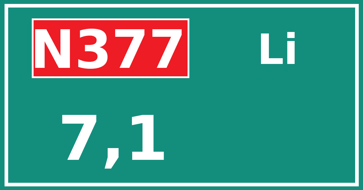 Hectometerbord N377 7,1 zijde Li