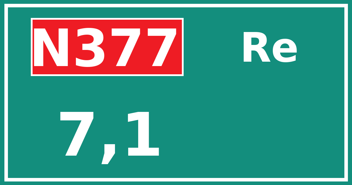 Hectometerbord N377 7,1 zijde Re